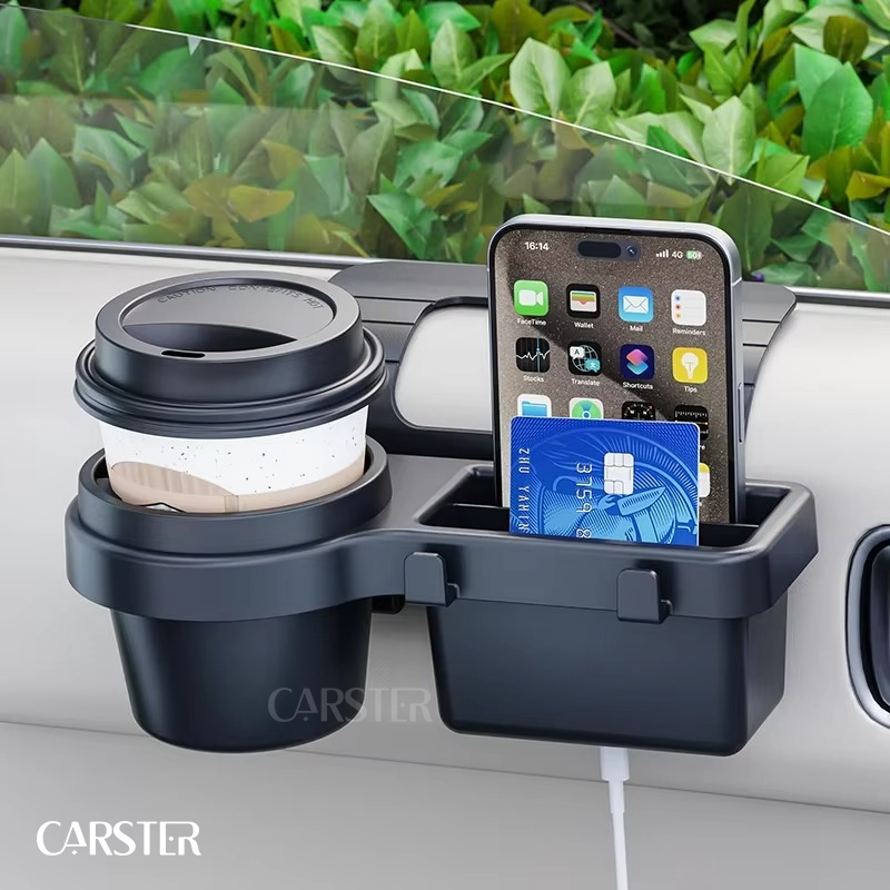 Car Organizer Box with Cup Holder Drink Holder Multifunctional Side Door Window Phone Slot Hanging Storage Rack for Vehicle