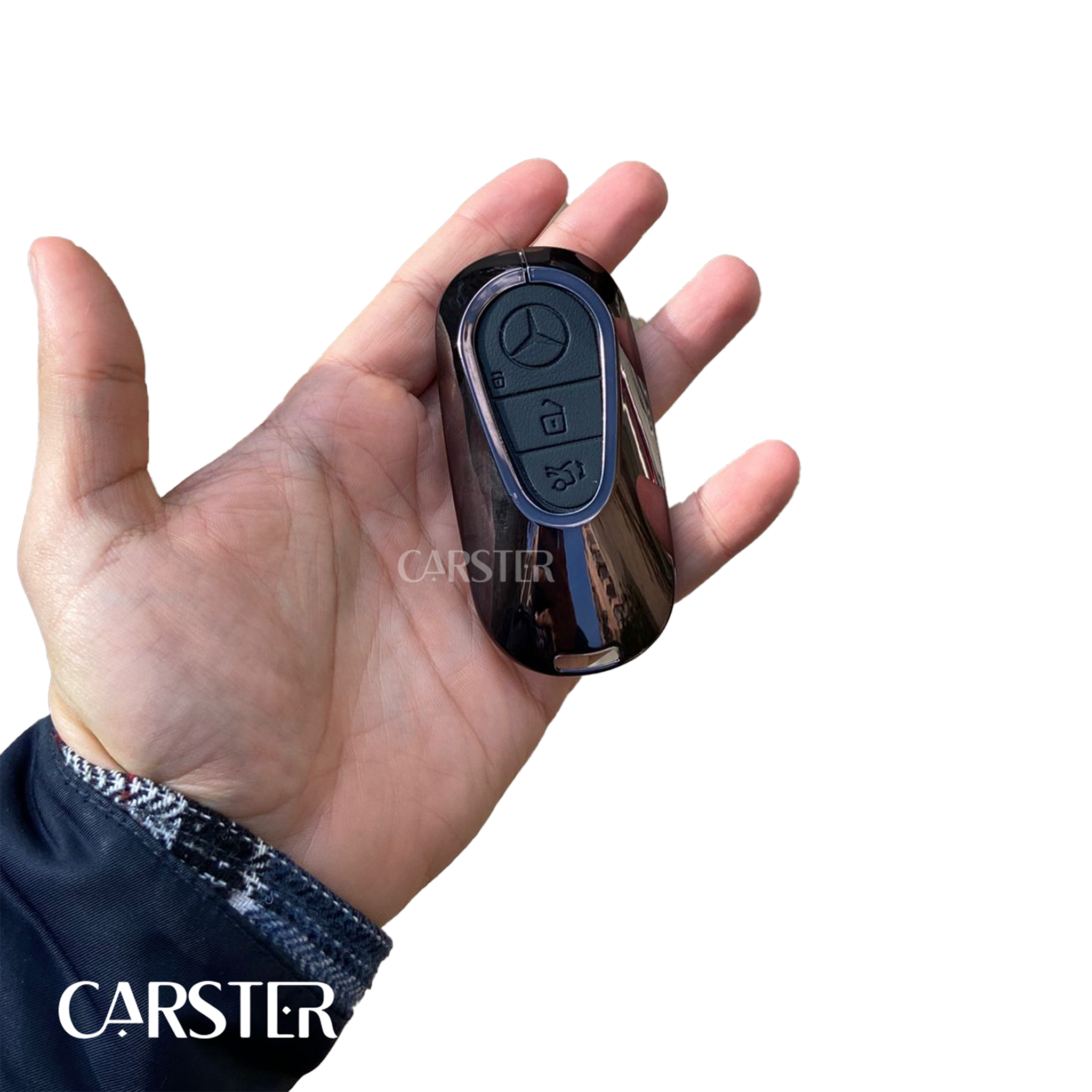 Premium Car Key Case Cover Zinc Alloy Leather Shell Auto Styling For Mercedes-Benz C E S Class W223 W206 C260 C300 S400 S450 S500 Compatible with 2022-2026 S-Class | G-Class | E-Class |