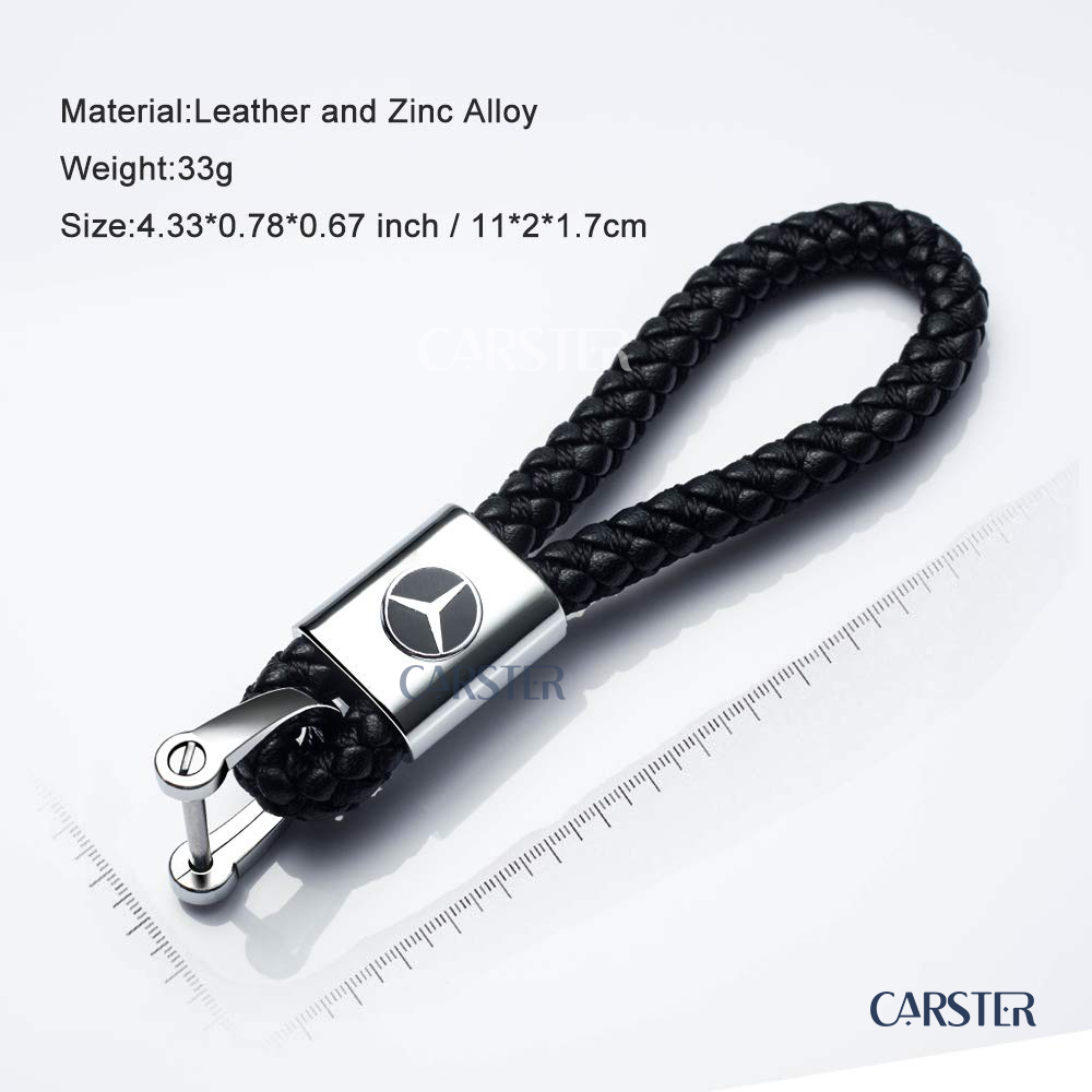 Mercedes braided leather keychain