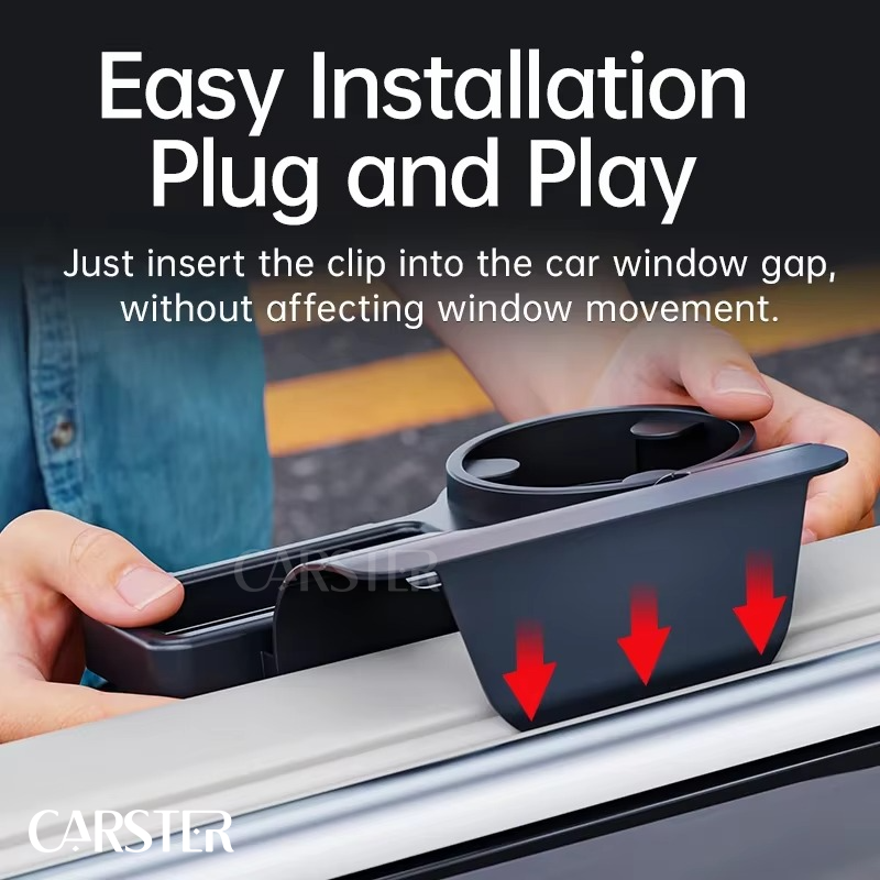 Car Organizer Box with Cup Holder Drink Holder Multifunctional Side Door Window Phone Slot Hanging Storage Rack for Vehicle