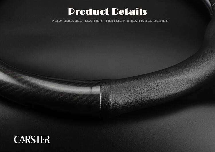 Genuine leather - carbon steering wheel cover