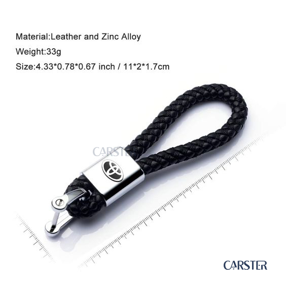 Braided leather car keychain with car logo