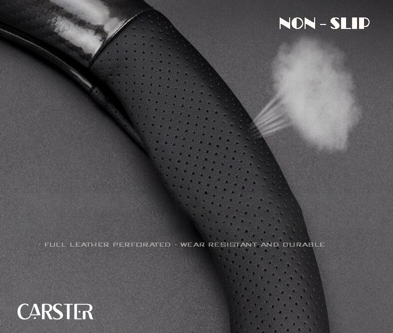 Genuine leather - carbon steering wheel cover