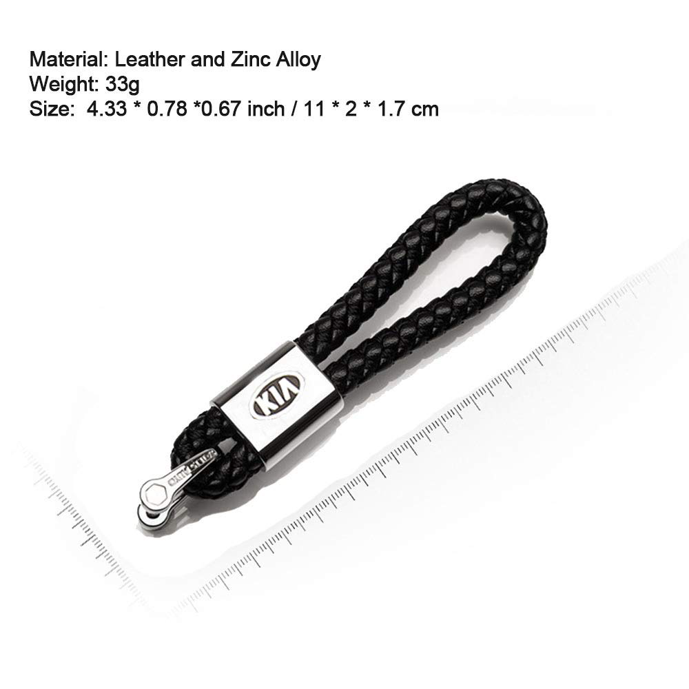 Braided leather car keychain with car logo