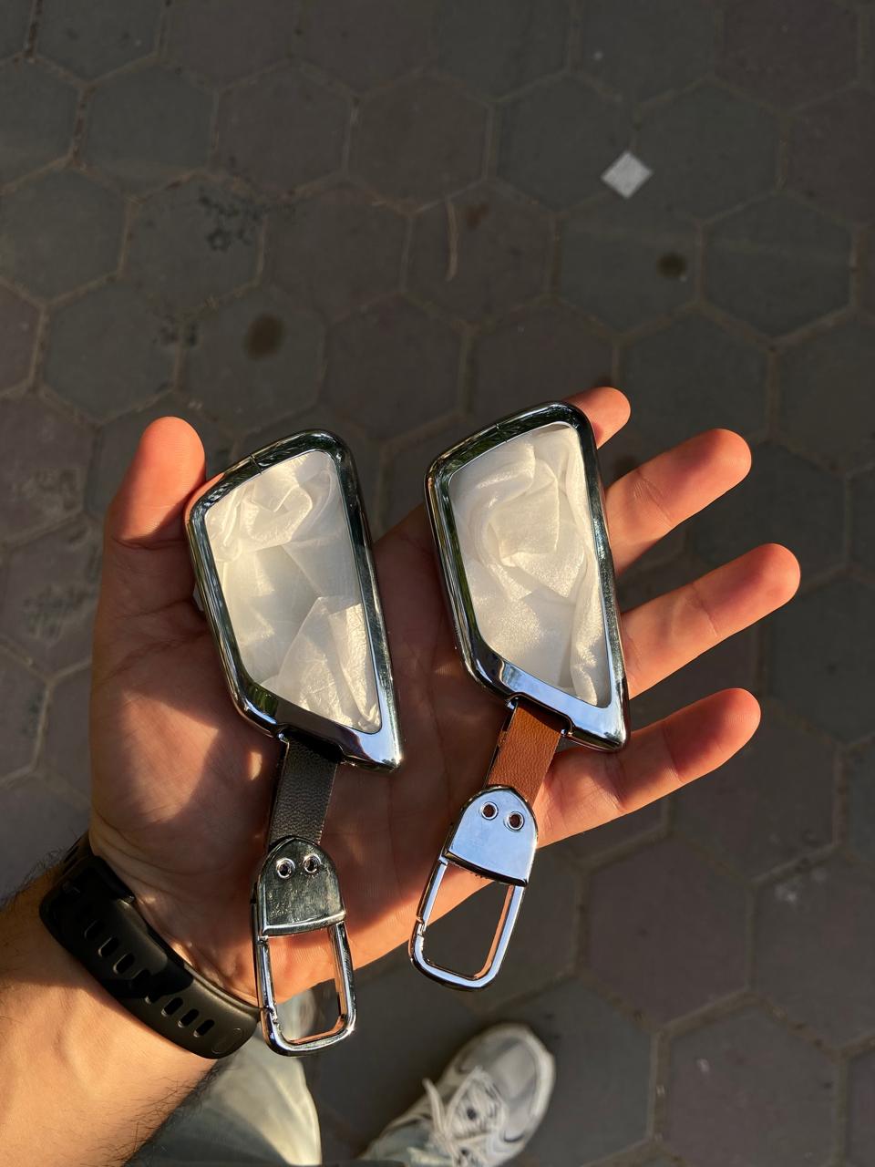 Genuine leather with aluminum metal key cover with holder and screwdriver for new skoda A8-superb-Kodiaq