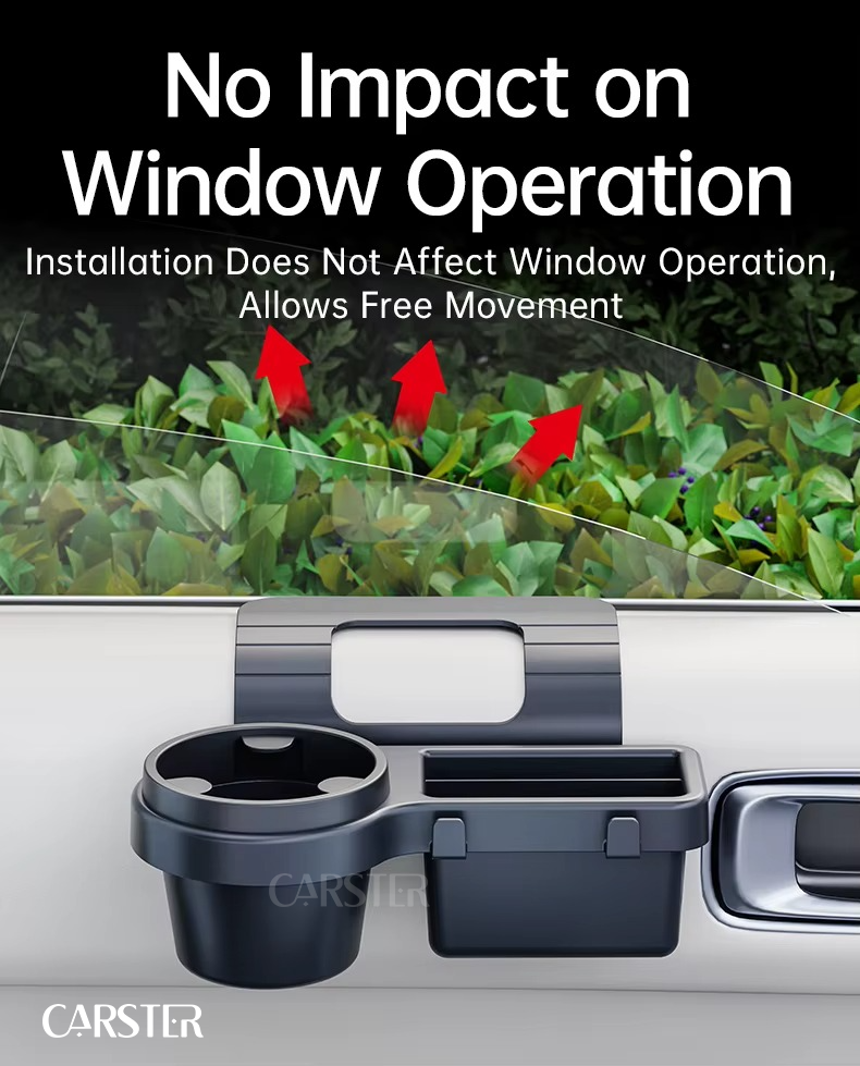 Car Organizer Box with Cup Holder Drink Holder Multifunctional Side Door Window Phone Slot Hanging Storage Rack for Vehicle