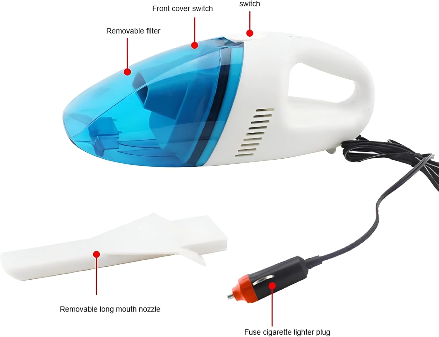Car Vacuum Cleaner - Powerful suction for seats, floors, and hard-to-reach spots in your vehicle, portable, washable, battery-powered, and compact for easy home use.