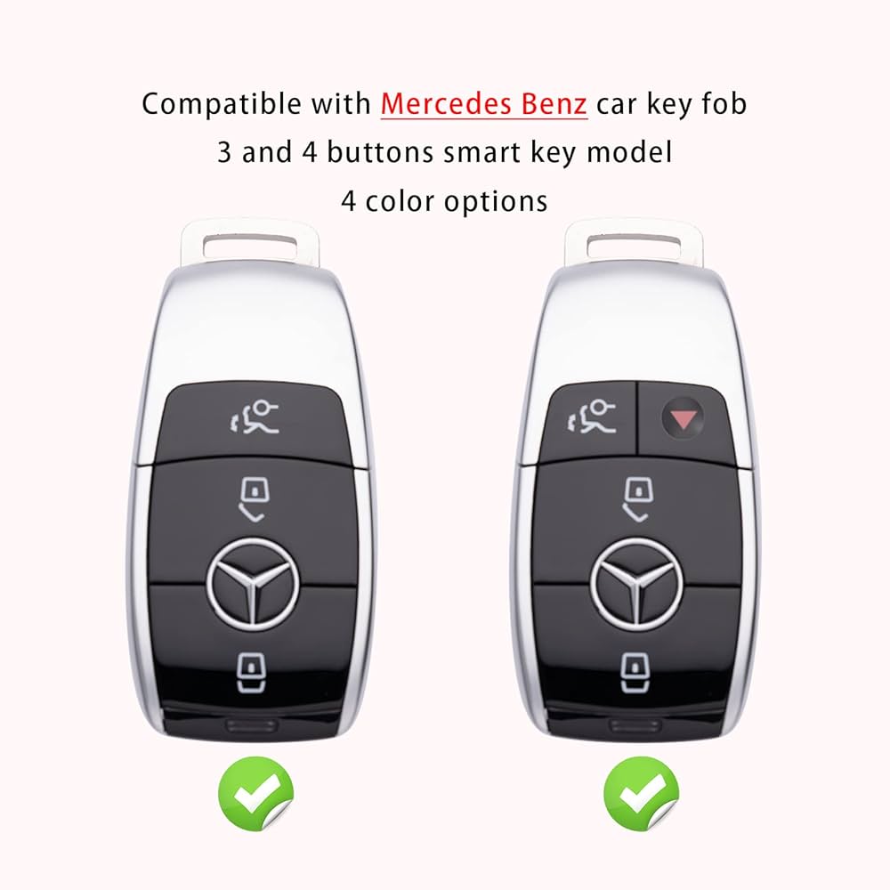 Mercedes 205 zinc alloy - black leather key cover