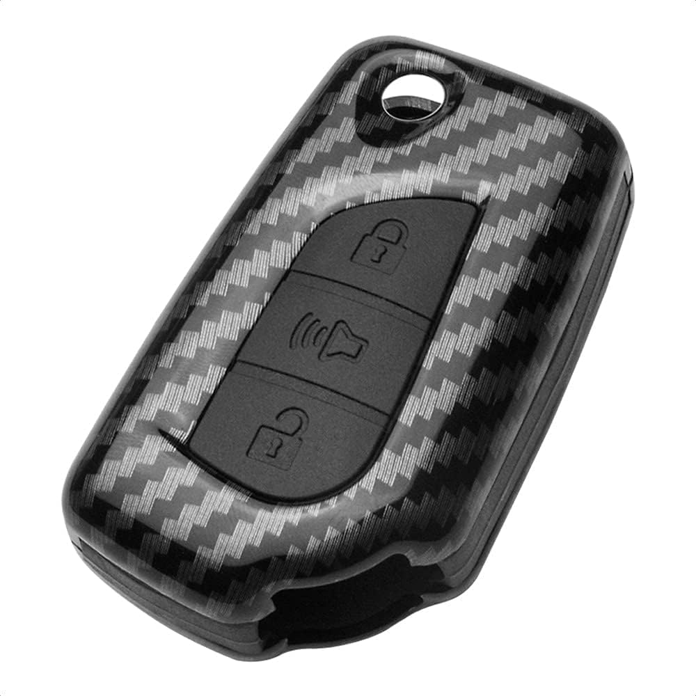 Carbon Fiber + Silicone Key Fob Case for TOYOTA Flip Remote - Carbon Fiber Remote Key Fob Cover for Toyota Corolla Camry Folded Not Smart