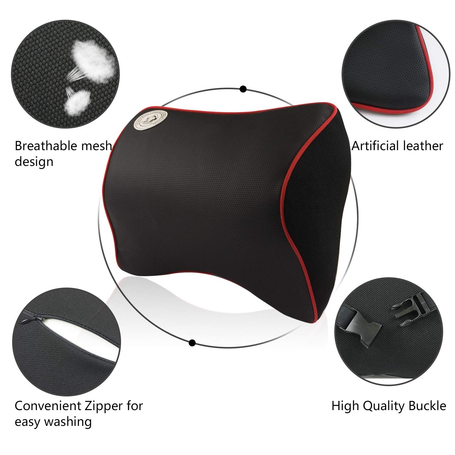 Max Comfort Memory Foam Car Headrest with Comfort Neck Soft Touch Black  Memory Foam (1 pack)