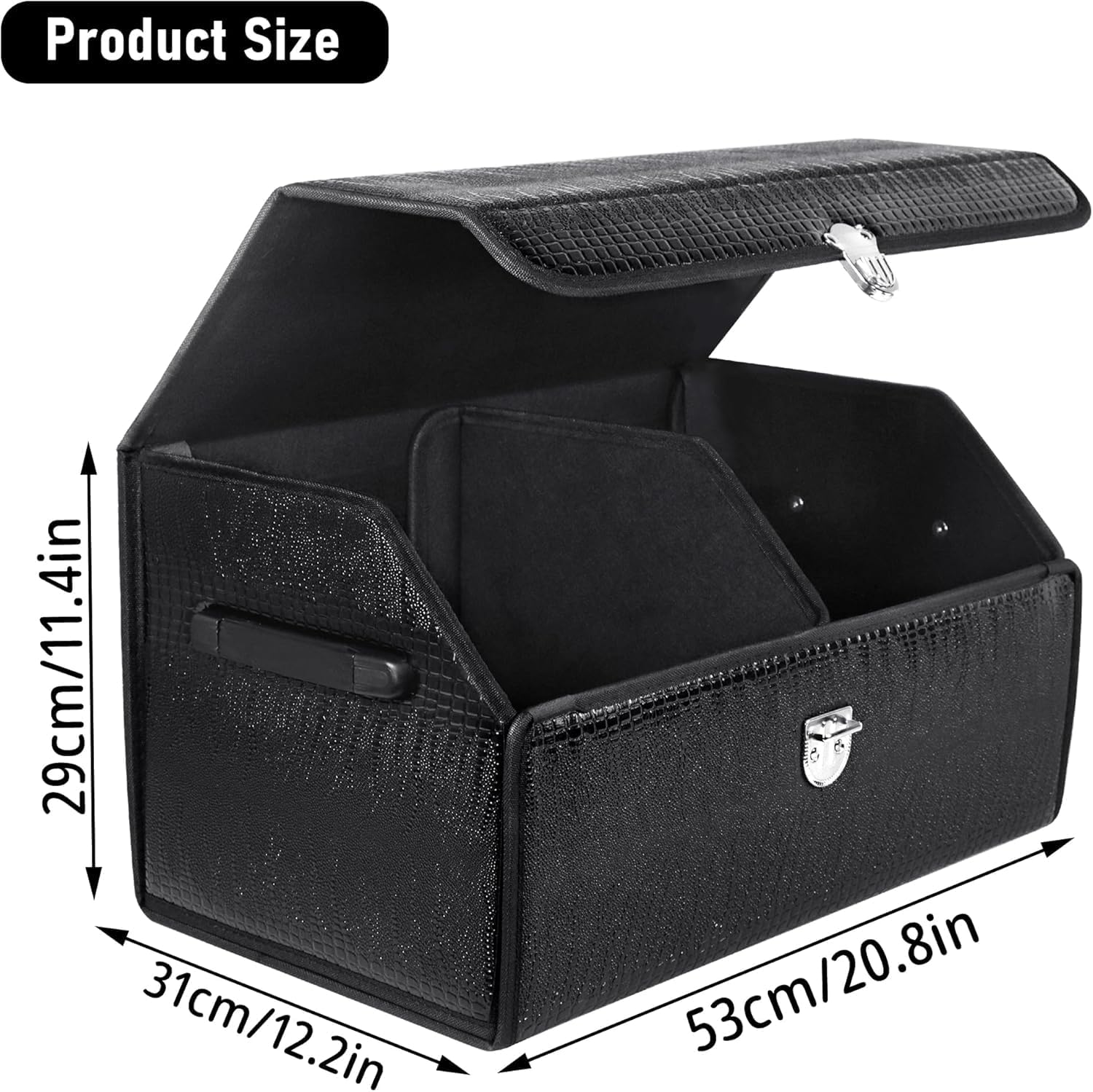 Car Trunk Organizer -  Foldable Leather Storage Organizer for SUV, Small Trunk Organizer for Luggage and Accessories for Men Women Camping (Fire Black)