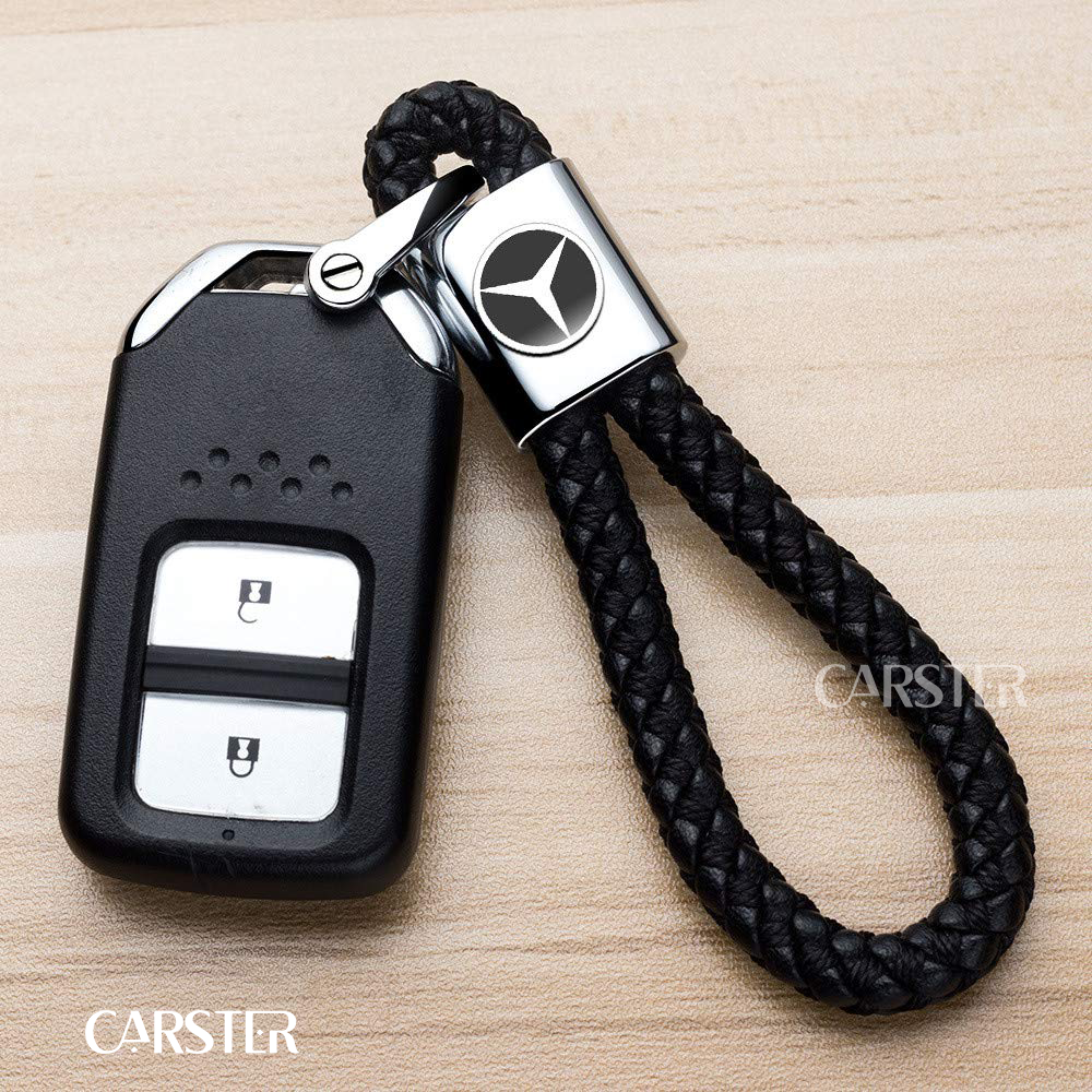 Mercedes braided leather keychain