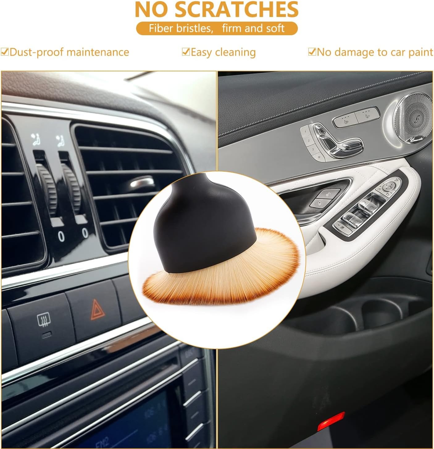 2 Pieces Soft Brush for Car Interior Cleaning - Scratch-Free Car Detail Cleaning Brush Packs for Car Duster with Soft Bristles Brushes