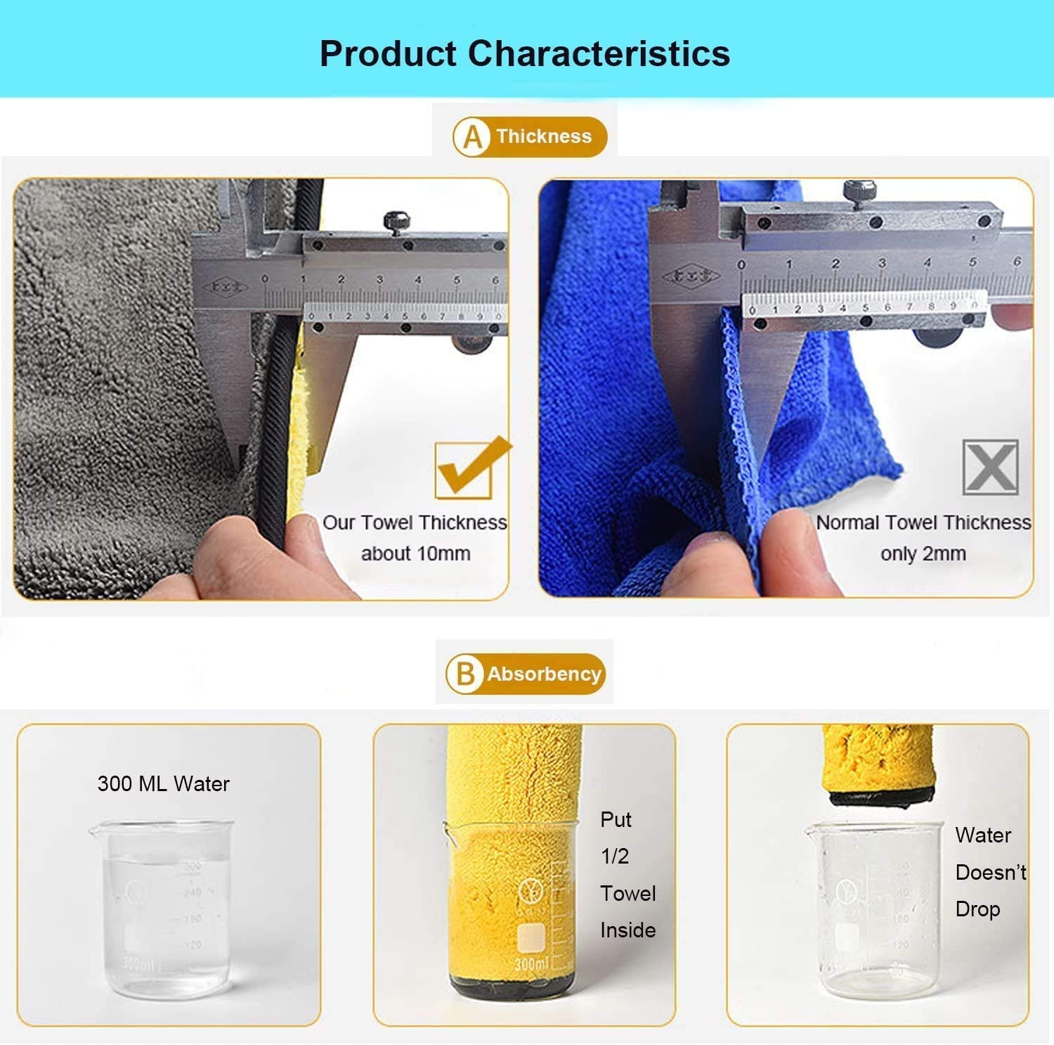 Heavy Microfiber  for Car Cleaning and Detailing, Double Sided, Extra Thick Plush Microfiber Cloth, Lint-Free, 800 GSM (Size 40cm x 40cm)/Pack...