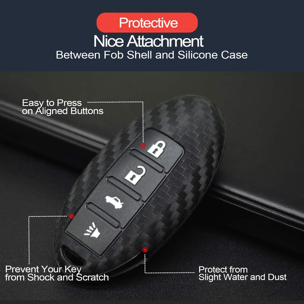Silicone carbon - nissan 4 button key cover