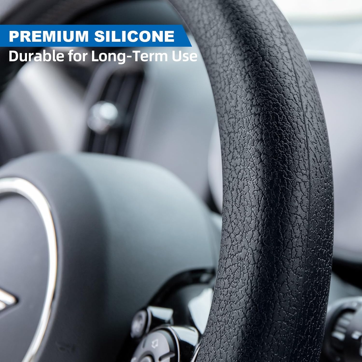Anti-Slip Silicone Steering Wheel Protector, for Most of Cars