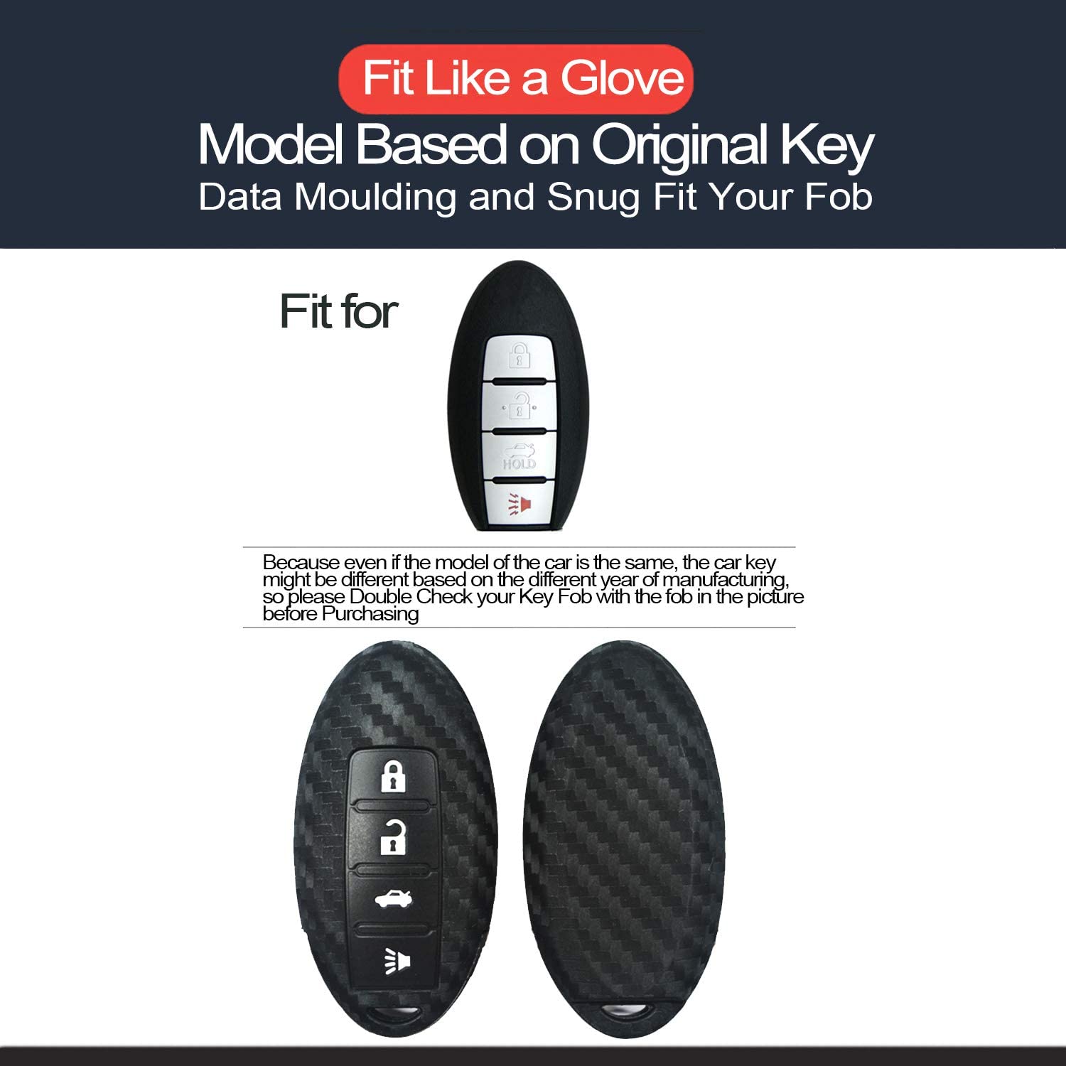 Silicone carbon - nissan 4 button key cover