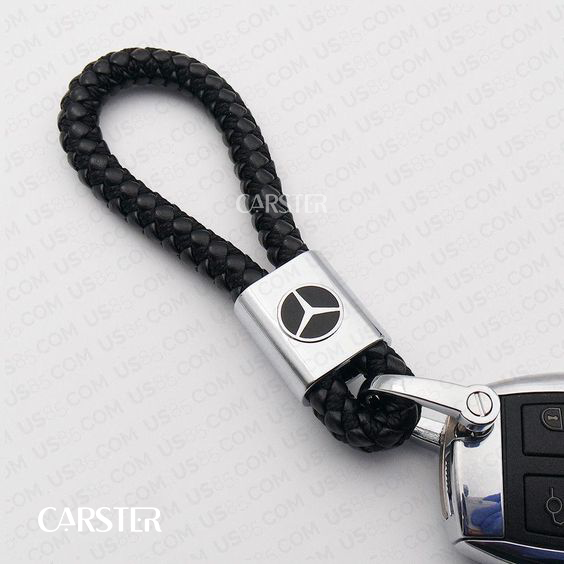 Mercedes braided leather keychain