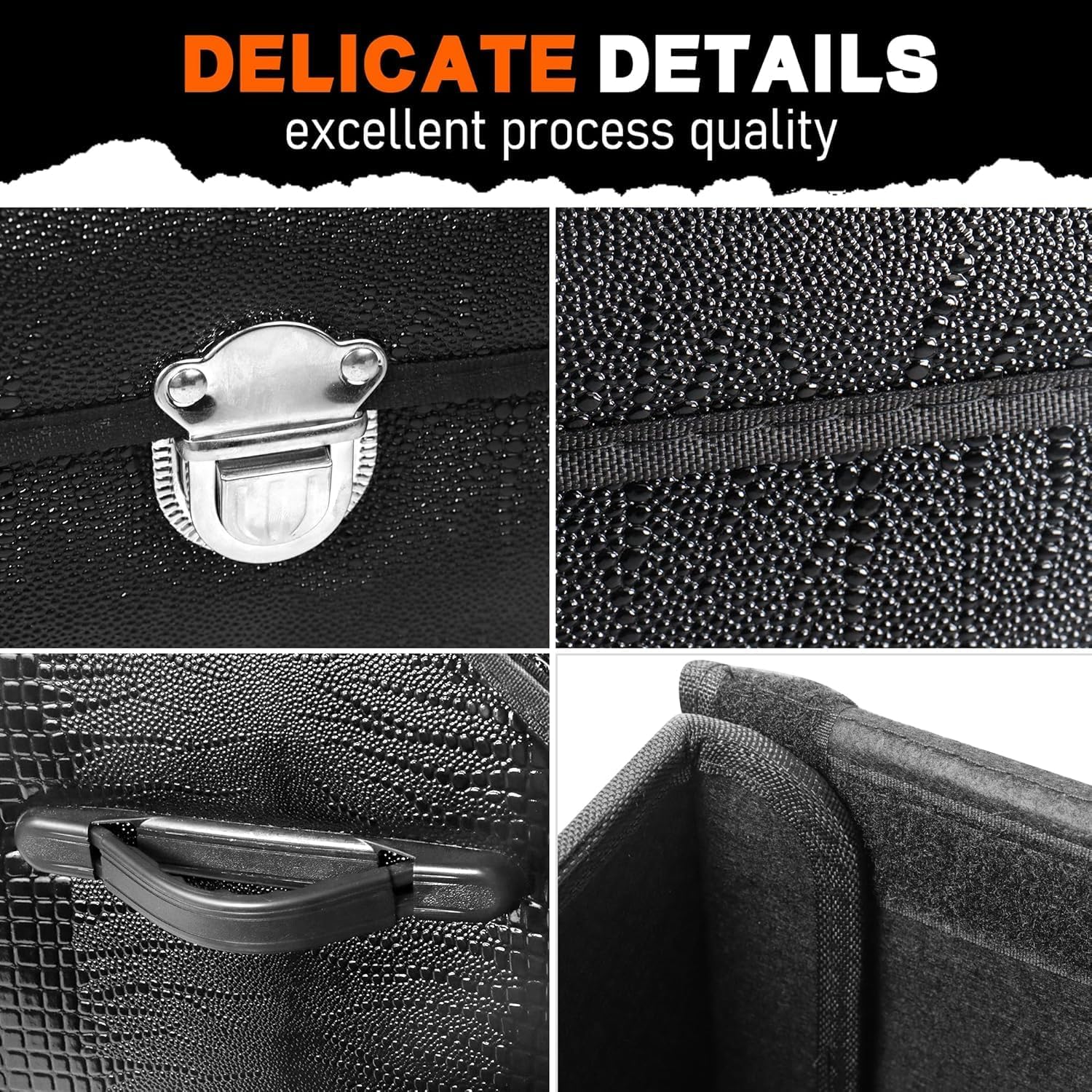 Car Trunk Organizer -  Foldable Leather Storage Organizer for SUV, Small Trunk Organizer for Luggage and Accessories for Men Women Camping (Fire Black)