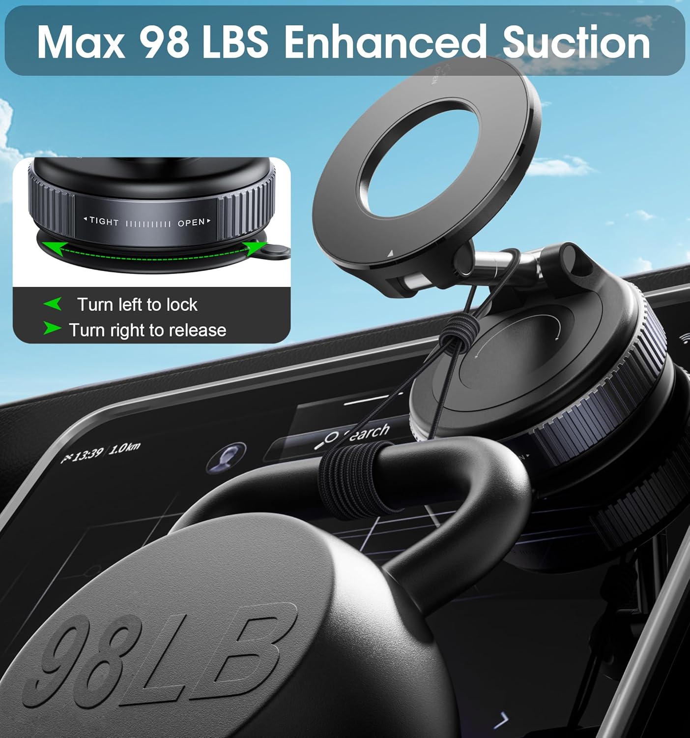 Vacuum Magnetic Car Phone Holder 360°