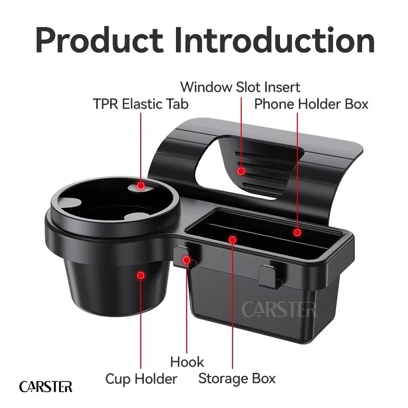Car Organizer Box with Cup Holder Drink Holder Multifunctional Side Door Window Phone Slot Hanging Storage Rack for Vehicle