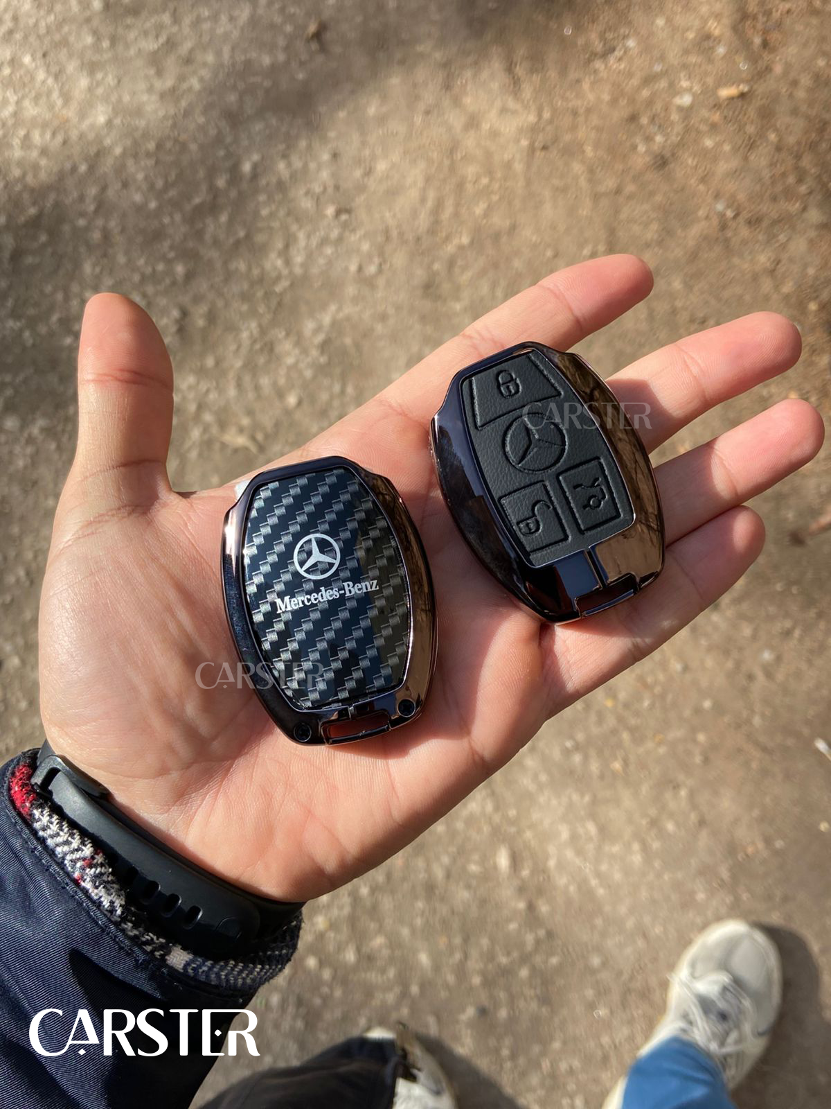 Mercedes 204 key cover zinc alloy - carbon fiber