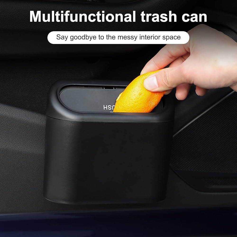 Car Trash Bin Can Waterproof Hanging Plastic Vehicle Garbage Dust Organizer with Lid,Storage Box