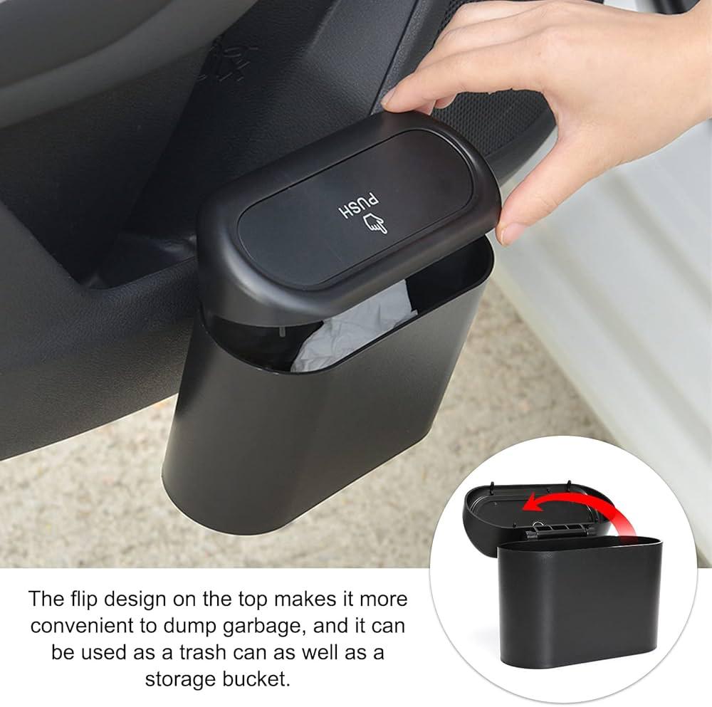 Car Trash Bin Can Waterproof Hanging Plastic Vehicle Garbage Dust Organizer with Lid,Storage Box