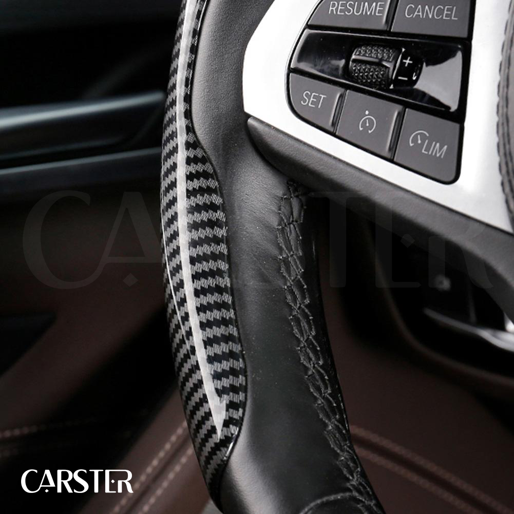 2 Pcs/set Carbon Fiber Look Car Steering Wheel Cover Steering Wheel Anti-slip Cover