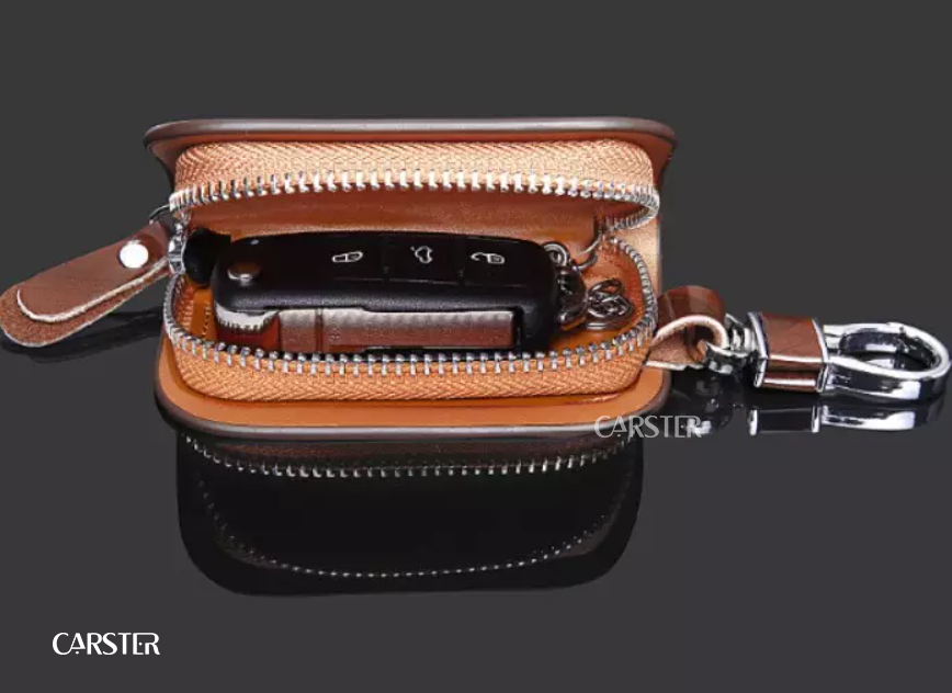 Genuine Leather Smart Car Key Fob Case Cover Protector Holder Remote Storage Bag Wallet Pouch Keychain Protection