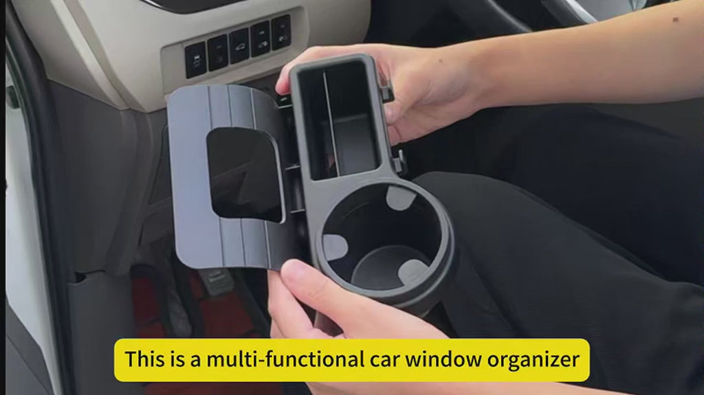 Car Organizer Box with Cup Holder Drink Holder Multifunctional Side Door Window Phone Slot Hanging Storage Rack for Vehicle