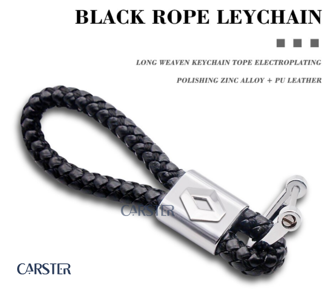 Braided leather car keychain with car logo