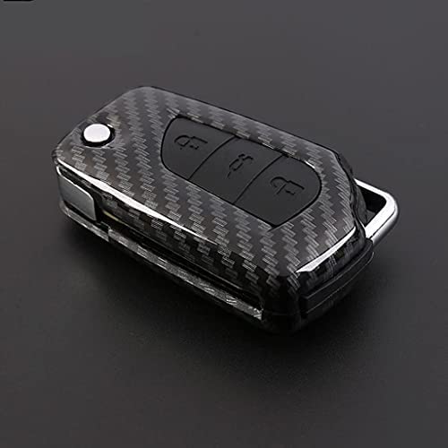 Carbon Fiber + Silicone Key Fob Case for TOYOTA Flip Remote - Carbon Fiber Remote Key Fob Cover for Toyota Corolla Camry Folded Not Smart