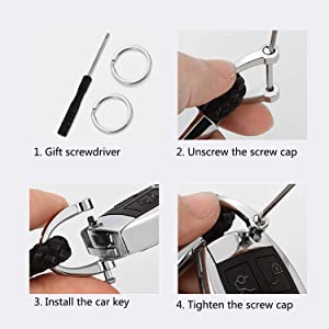 Mercedes braided leather keychain